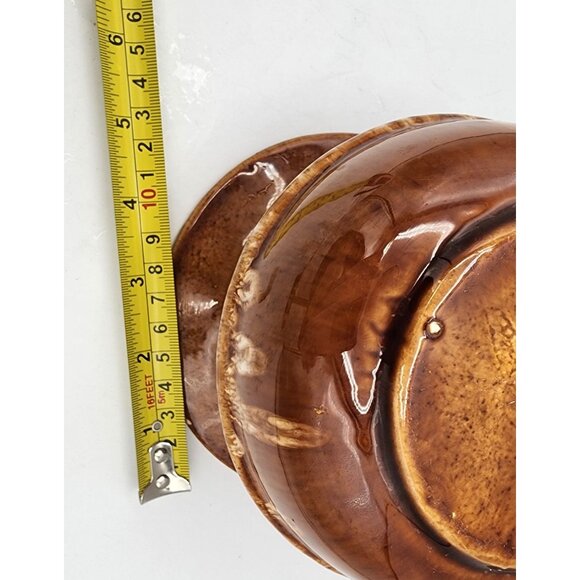 Vintage Brown Glazed Stoneware Spittoon MCM 60s 70s Fall Decor Vase Man Cave Bar - Picture 6 of 7